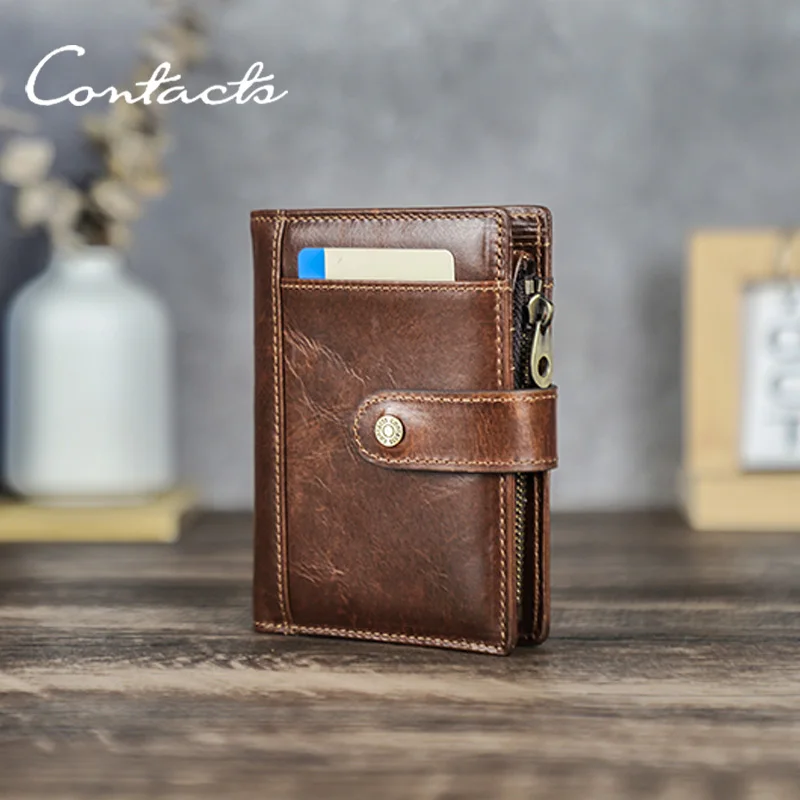 

Кошелек CONTACT'S из натуральной кожи, мужской модный RFID-кошелек, портативный держатель для карт, карман для монет, сумка для денег, мужской дорожный подарок, кошельки для монет