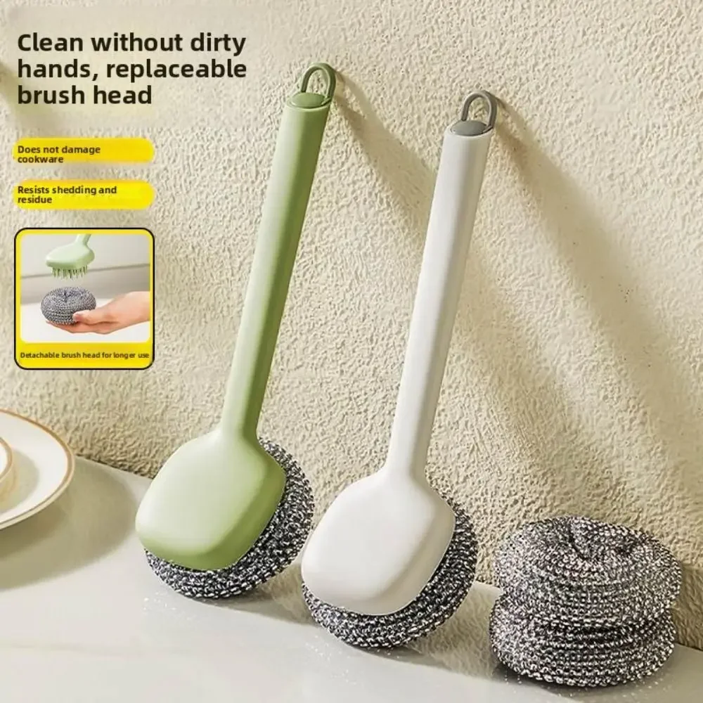 New Long Handle Pot Washing Brush Multi-function Non Scratch Wire Brush Washing Brush for Pots Dishes Sink
