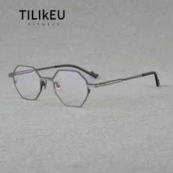 Fashion Frosted Pure Titanium Glasses Frame Men Retro Titanium Polygonal Eyewear Optical Prescription Eyeglasses Frame for Women