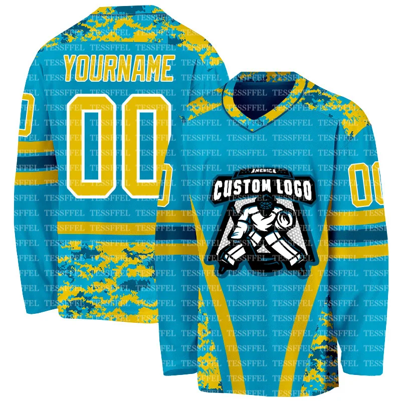 Custom Name Team Logo Vintage Flame Gradient Graffiti Colorful Pullover 3DPrint Unisex Casual Harajuku Hockey Jersey Shirts AX7