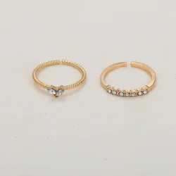 2024 Y2K Crystal Kpop Crown Adjustable Ring Irregular Geometry Punk Vintage Rings Set for Women Girls New Fashion Jewelry