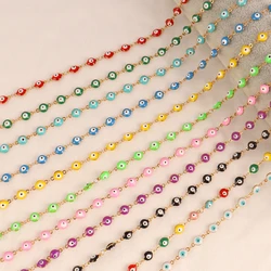 1 Meter Stainless Steel Turkey Evil Eyes Enamel Chains Bulks DIY Necklaces Findings Bracelets Supplies Jewelry Accessories