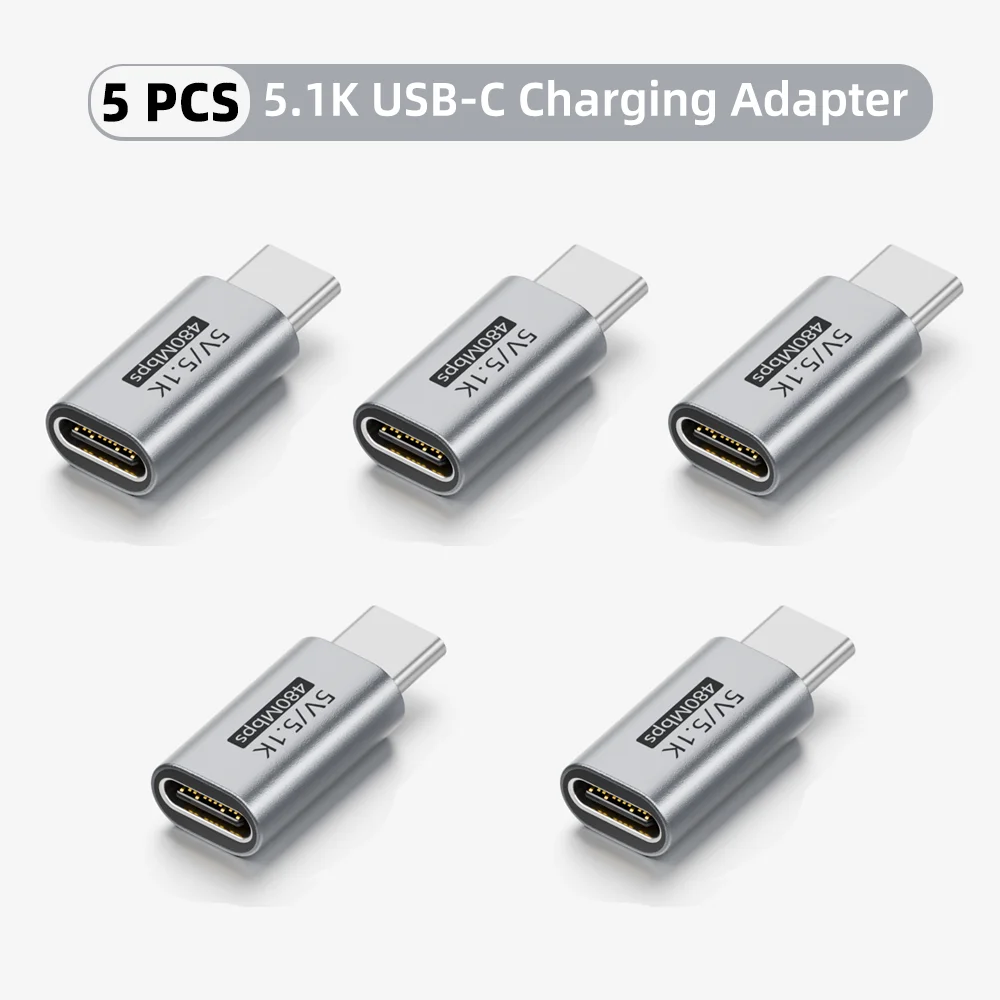 USB-C 5.1K Widerstands-Ladeadapter, sicherer 5-V-Überspannungsschutz, Typ-C-Anschluss aus Aluminiumlegierung für kleine Smart-Gadgets