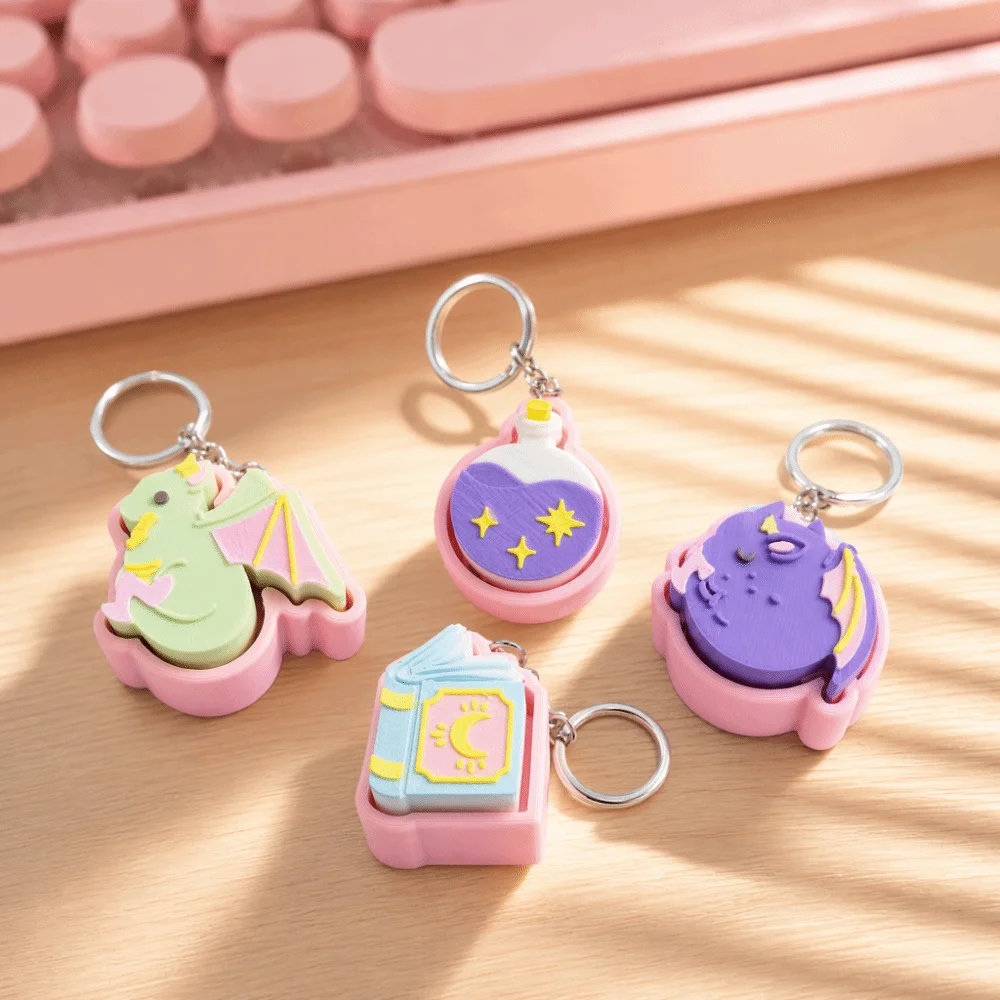 3D Printed Fantasy Flying Dragon Clicker Keychain Creative Keyboard-style Special Shape Keycap Pendant Decorative Funny