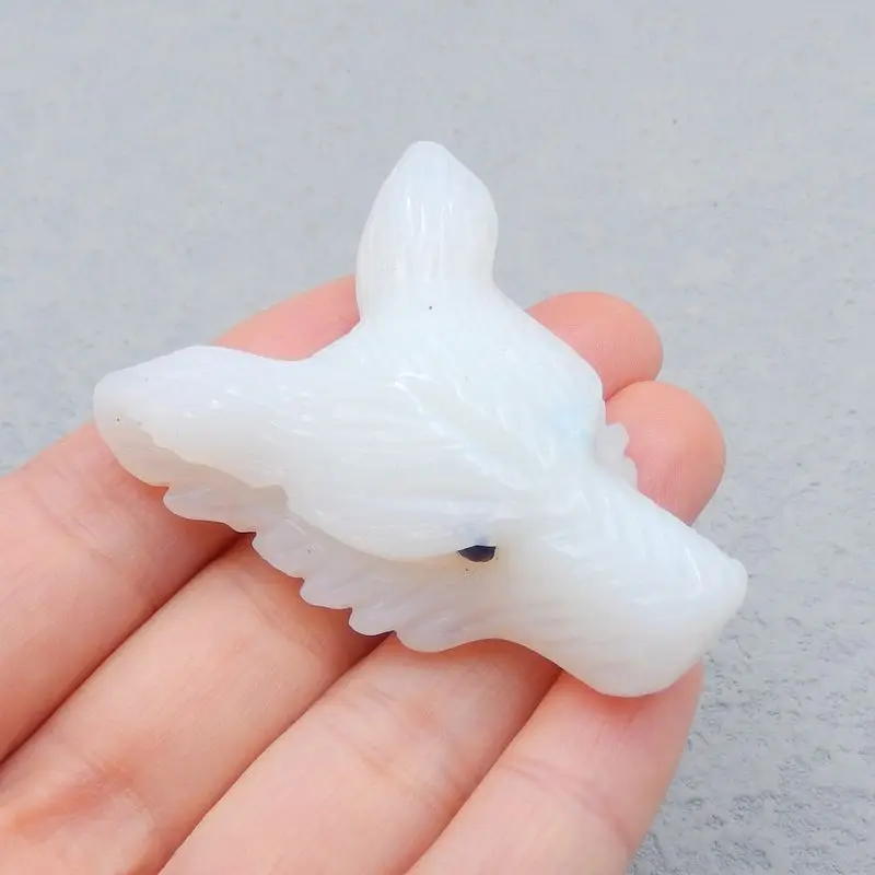 

Handmade Animal Wolf Head Opalite Pendant Bead 51x38x16mm 30g Trendy Jewelry Necklace Accessories