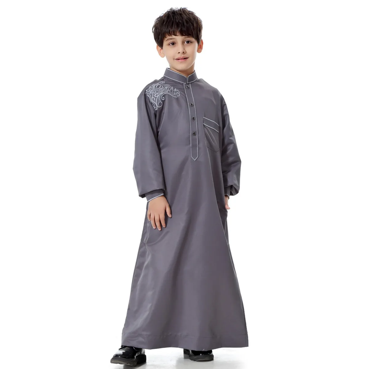 وصول جديد Oem مسلم مراهق Thobe Thawb بيج بوي قسط اللباس التطريز النمط السعودي الجلباب للبنين #3