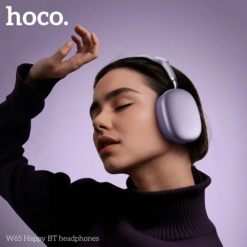 HOCO W65 جديد سماعات بلوتوث 5.4 فوق الأذن سماعات كبيرة Hifi الصوت الموسيقى الرياضة سماعات الألعاب آيفون أندرويد مع هيئة التصنيع العسكري