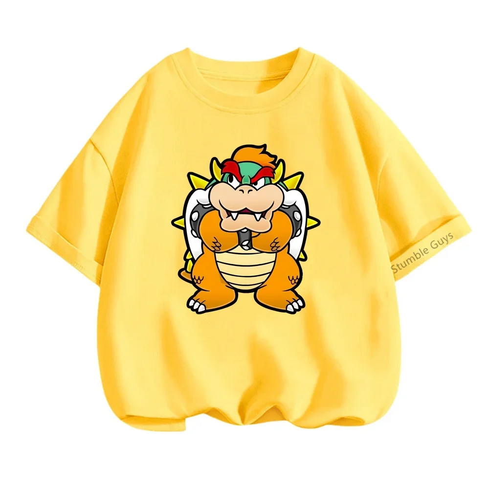 Camiseta de Super Mario Bros para niños, ropa deportiva de princesa melocotón de secado rápido, camiseta de manga corta de verano, 2024