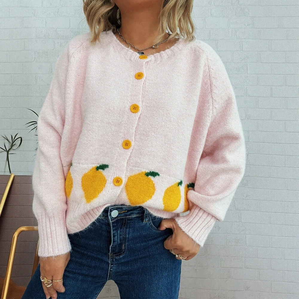 

Long Sleeve Round Neck Cardigan Autumn Winter Loose Fit Commute Style Women's Open-Shirt Fashion Casual Outerwear