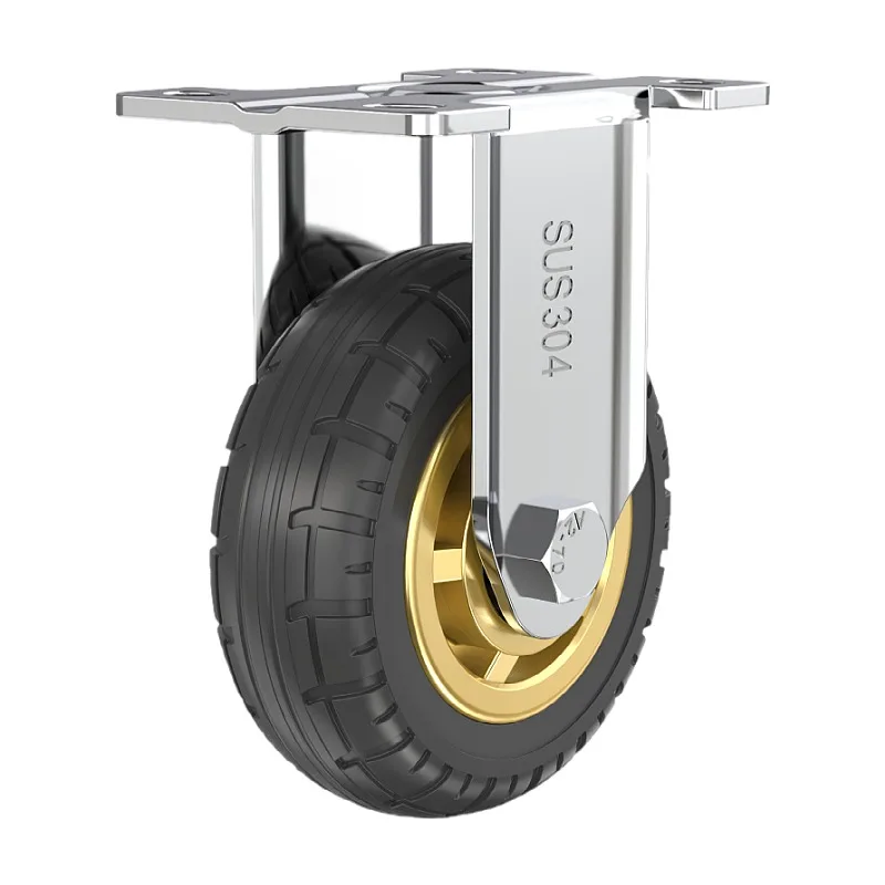 Sus 304 Roestvrijstalen Zwenkwielen 125Cm 5 Inch Zware Caster Wiel Dolly Elastische Rubberen Trolley Zwenkwielen