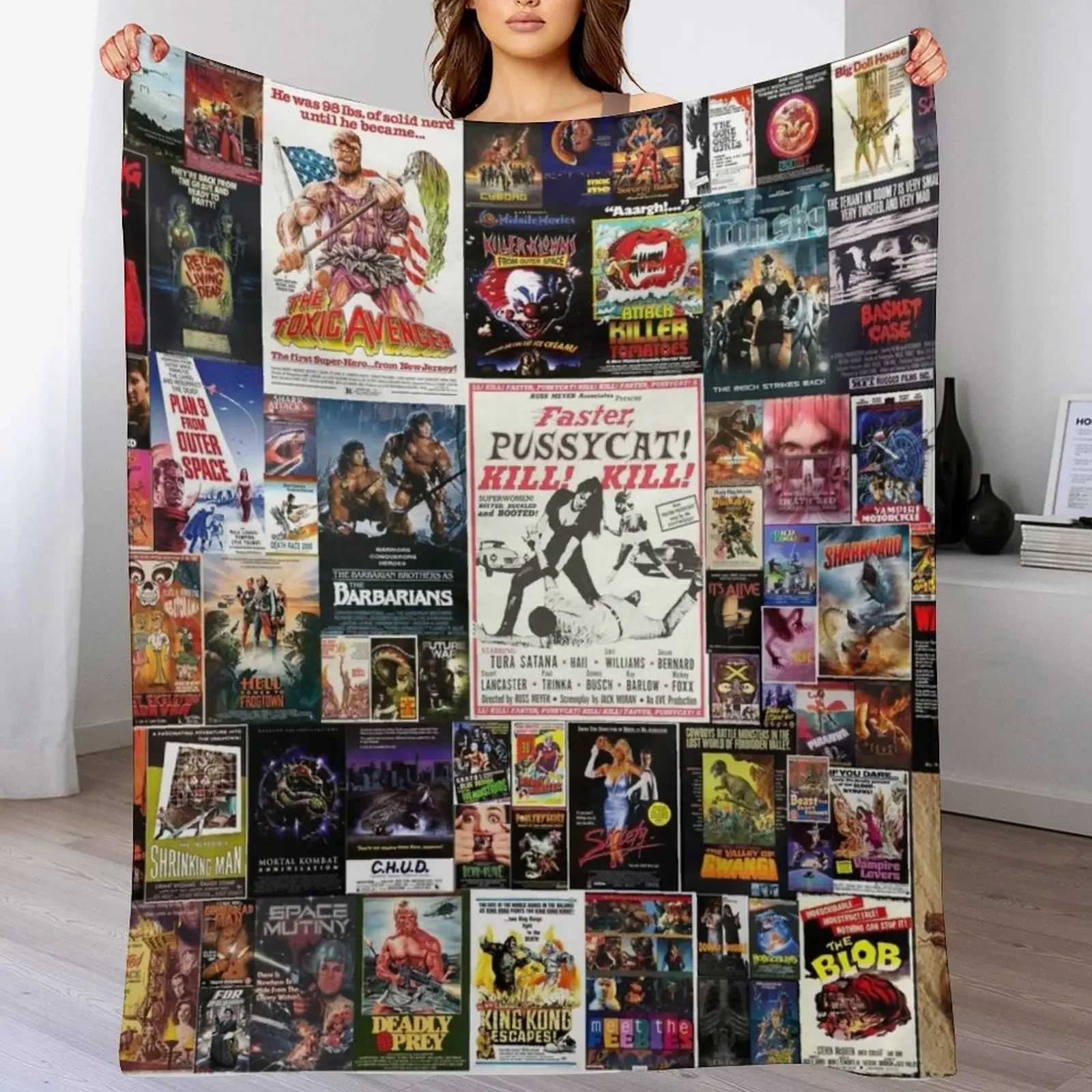 100 Best B-Movies of All Time Collage Throw Blanket Stylish Warm Blanket for Living Room Bedroom