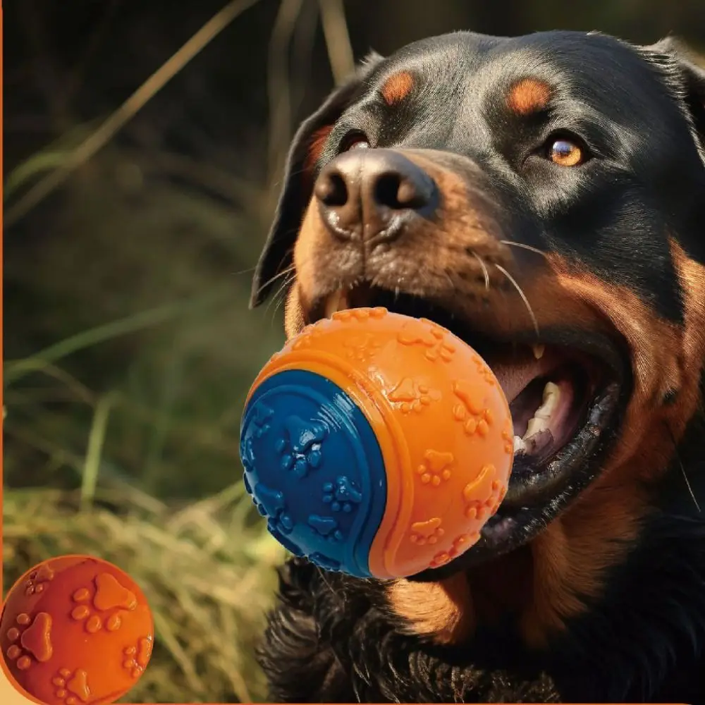 High Quality TPR Dog Chew Ball 6.2cm Orange Yellow Teasing Dog Ball Cat Bouncing Ball Pet Teeth Cleaning Bite