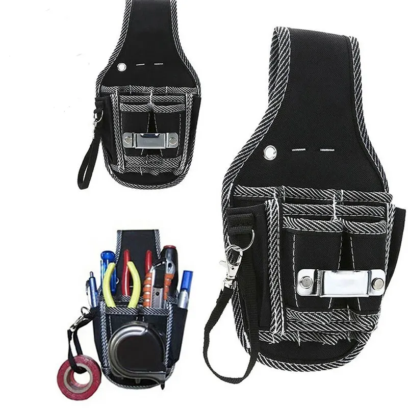 Outdoor Electrician Waist Pocket Tool Belt Pouch Black 600D Nylon Fabric Bag Screwdriver Kit Holder Case