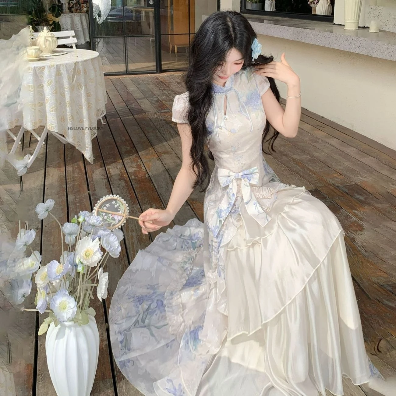 Summer New Improved Modern Chinese Style Vintage Elegant Gentle Qipao Irregular Patchwork Dress Women Modern Qipao Dress