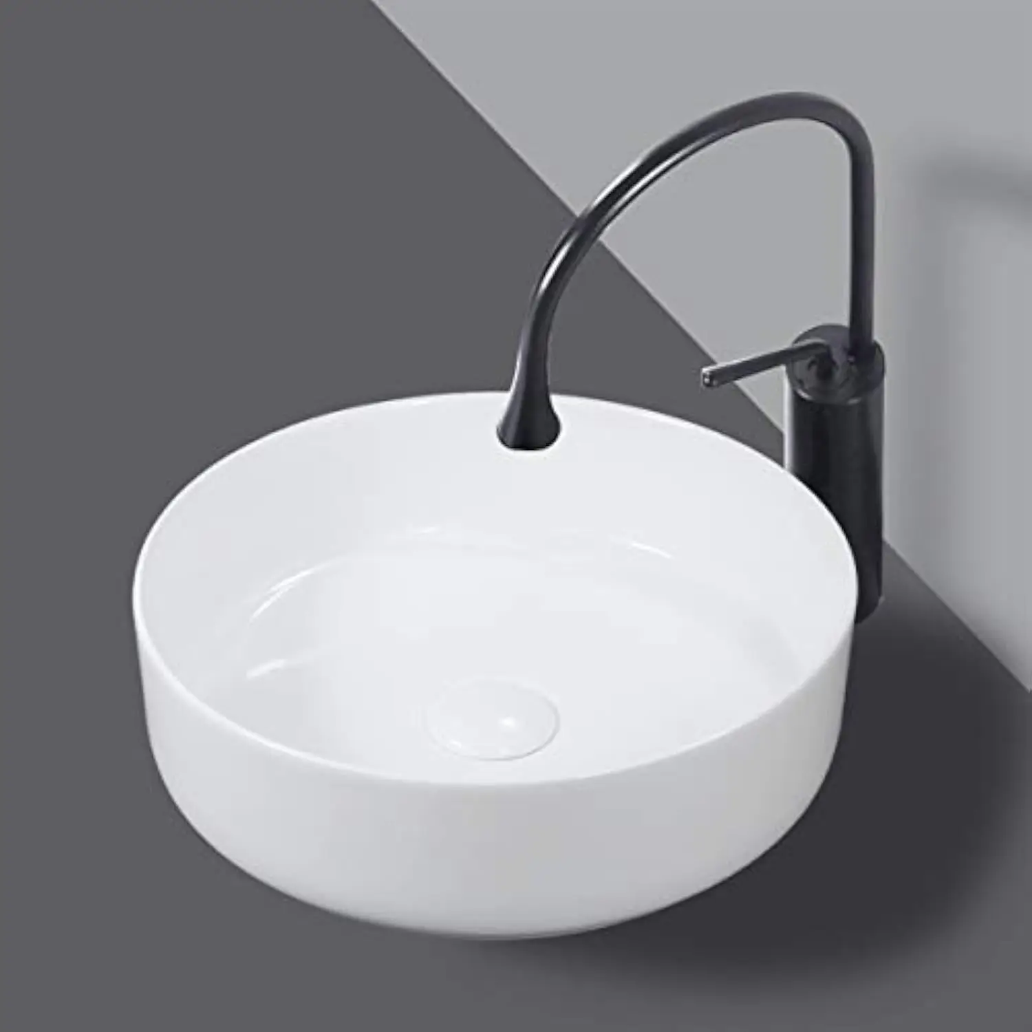 

Winzo Small Round Bathroom Vessel Sink Thin Modern Design,Cabinet Vanity Top Basin, Ceramic White WZ6176