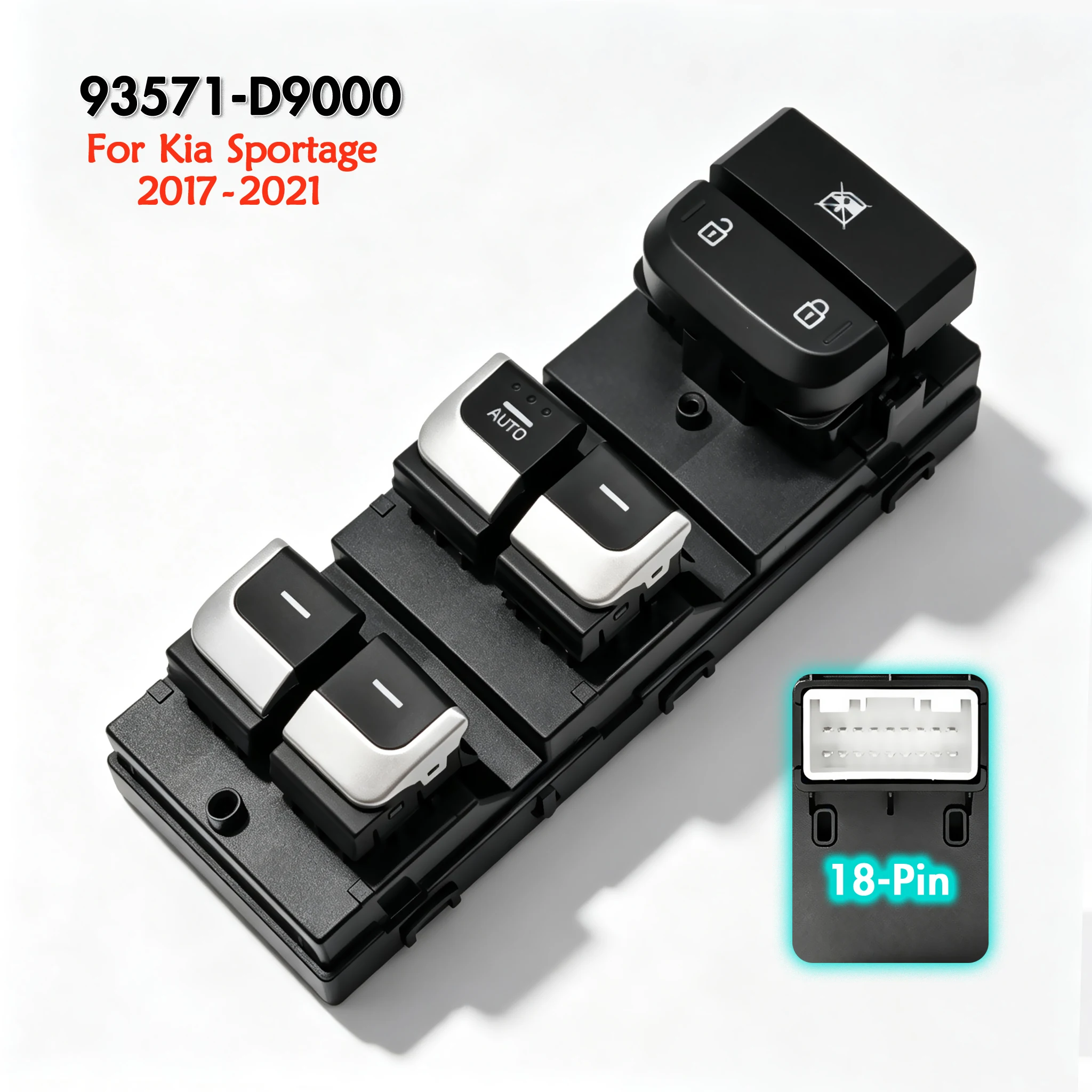 93571-D9000 For Kia Sportage 2017-2021,Front Left Hand Driver Electric Master Power Window Switch Glass Lifter Control Button