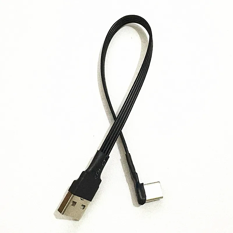 Суперплоский гибкий адаптер USB 2.0 A «папа» на «папа» типа c, угол 90 градусов, удлинительный кабель USB2.0 «папа» на USB c