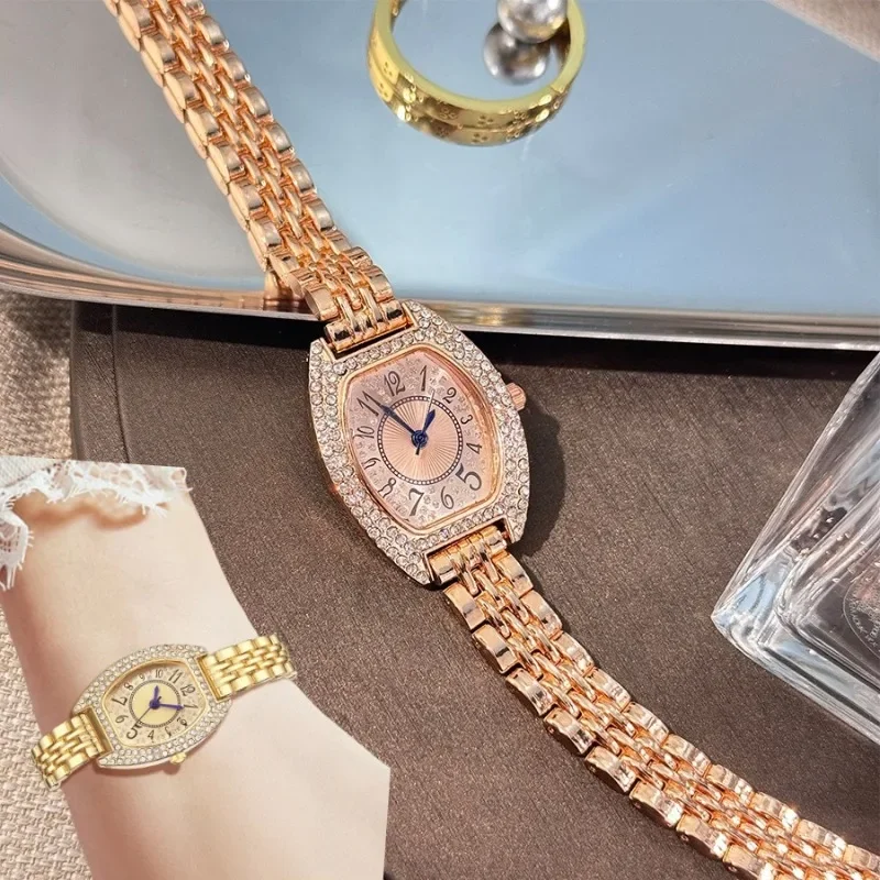 

Женские часы с ремешком из сплава розового золота, роскошные модные кварцевые часы для женщин, подходят для повседневной одежды, подходящие Relojes De Mujer