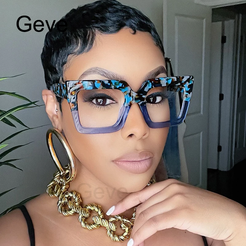 

Fashion Square Glasses Frame Ladies Oversized Clear Lens Eyeglasses Female Vintage Big Frame Anti Blue Light Spectacle