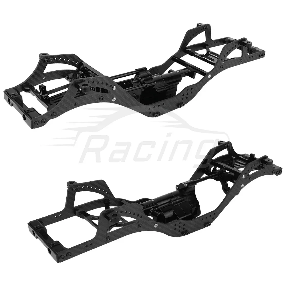 Metal Carbon Fiber Chassis Car Empty Frame Kit with Steel Gears Gearbox for 1/10 RC Axial SCX10 Pro Crawler Car Upgrade Part