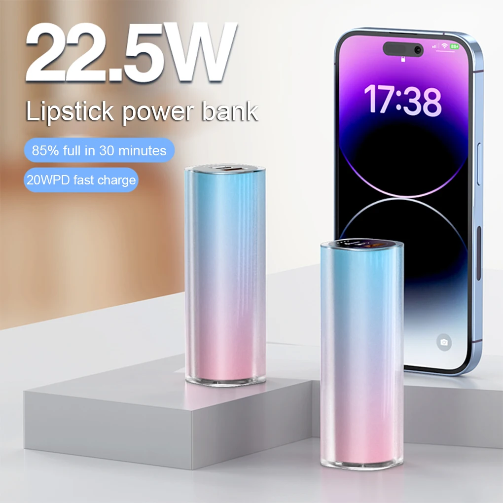 Mini batteria esterna da 5000 mAh (Power Bank) – Ricarica rapida USB-C 22,5 W, format tascabile per iPhone, Samsung, Xiaomi