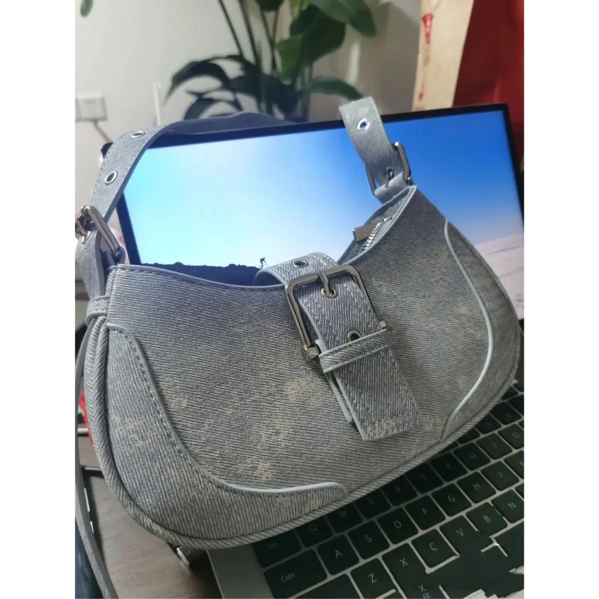 JIAERDI Y2k Vintage Denim Handbag Women High Street Casual Half Moon Bag Ladies Harajuku Aesthetic Shoulder Bag Luxury Designer