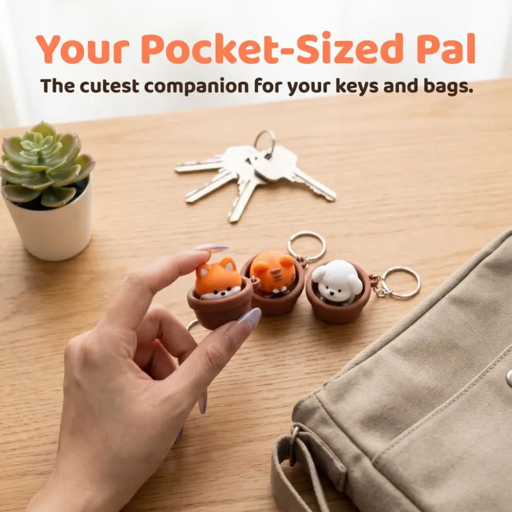 Cute 3D Printed Keycap Clicker Pendant Key Ring Funny Keyboard Fidgets Keychain Dog Button Press Lucky Cat Key Chain Bag Charm