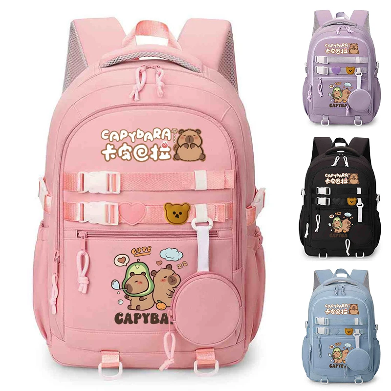 

Рюкзак с милым принтом капибары, женский ноутбук, компьютер, большая вместимость, милые школьные рюкзаки с капибарой для девочек, подростковый рюкзак