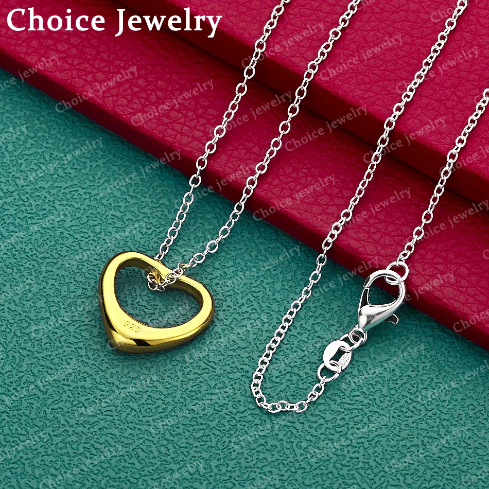

40-75cm 925 Sterling Silver Love Pendant Necklace For Women Charm Trend Birthday Gifts Fashion Party Fine Jewelry
