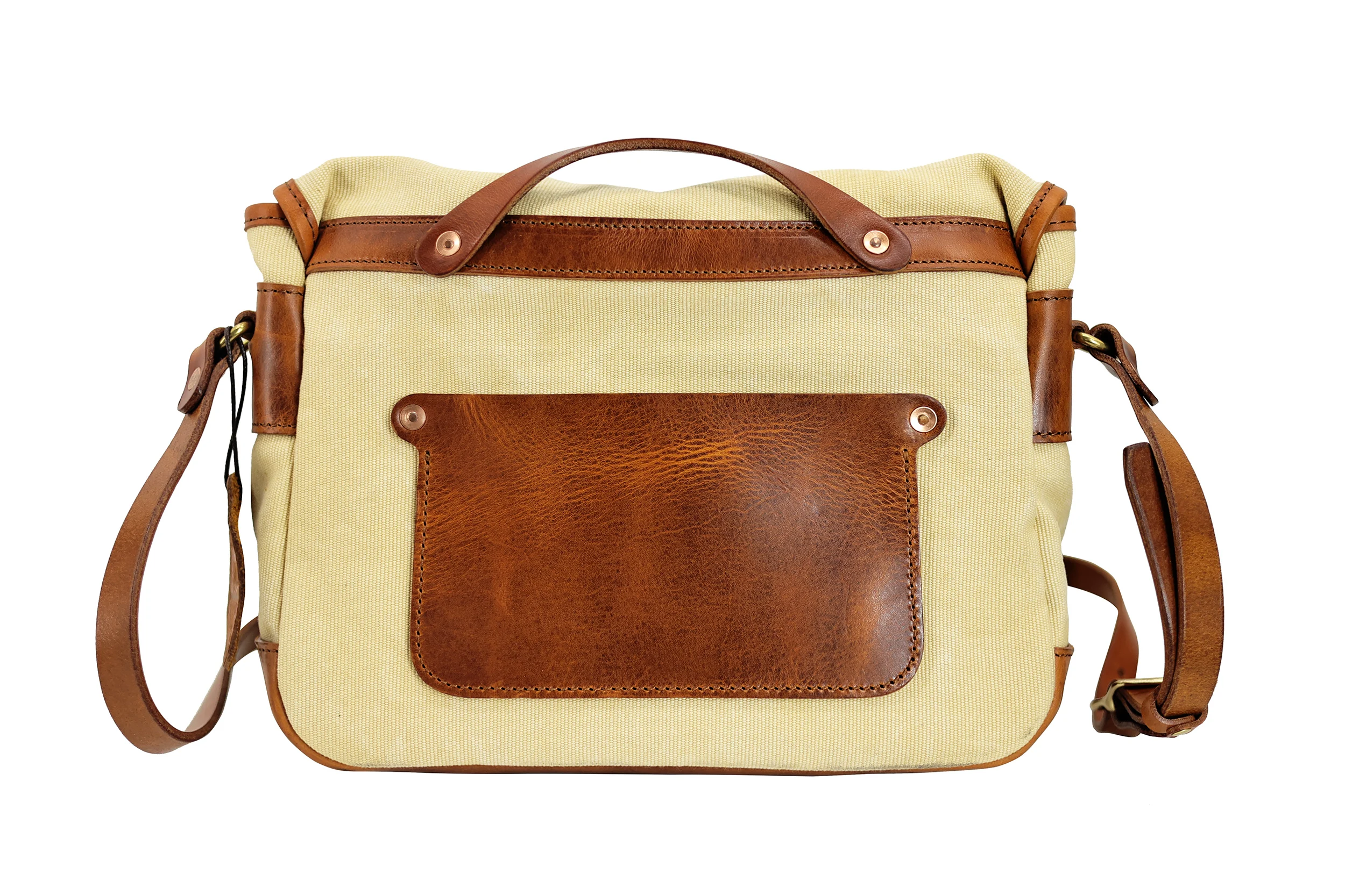 casual vintage high quality canvas genuine leather men's messenger bag outdoor daily work handmade luxury ipad shoulder bag