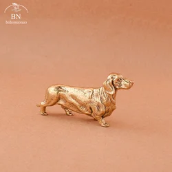 Pure Copper French Sausage dog Statue Desk Ornament Decoration Crafts Accessories Metal Brass Cute Dog Figurines Home Decors