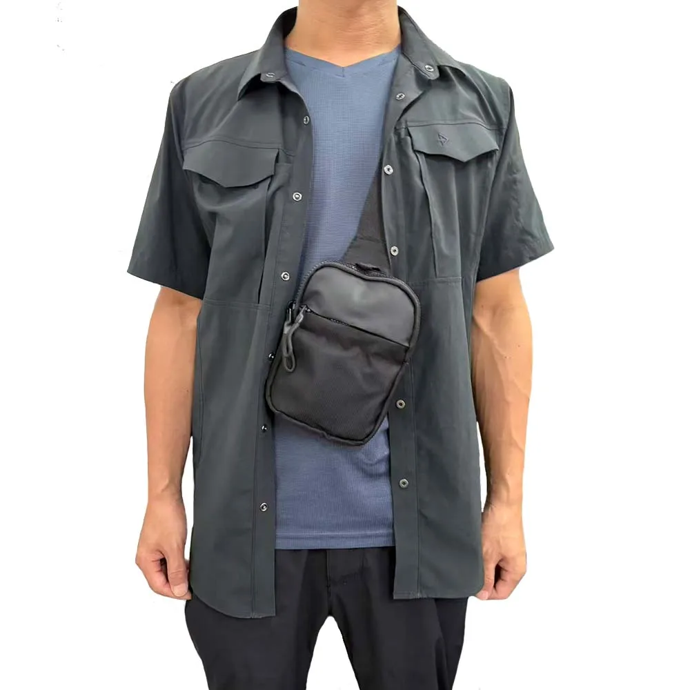 Tas selempang tahan air, korset unisex, cocok untuk ponsel berukuran 7,5 inci