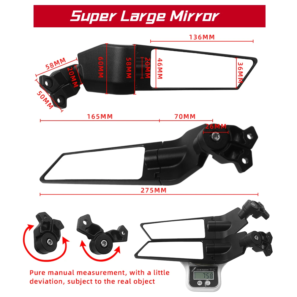 CBR650R Mirror  Motorcycle Wind Wing Rotating Rearview Mirrors For Honda CBR1000RR CBR600RR CBR 250R 300R 400RR 500R