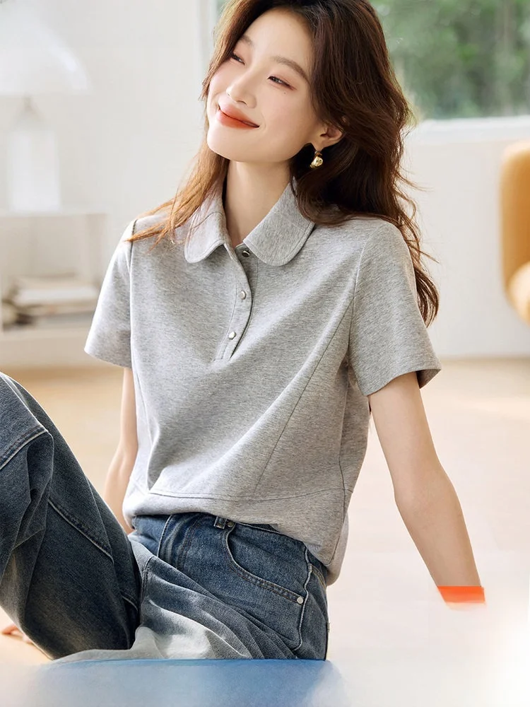 

Новая женская повседневная рубашка Mehema с коротким рукавом, воротником «Питер Пэн», свободного кроя, из смесового полиэстера и хлопка, весна-лето, с эффектом стройности