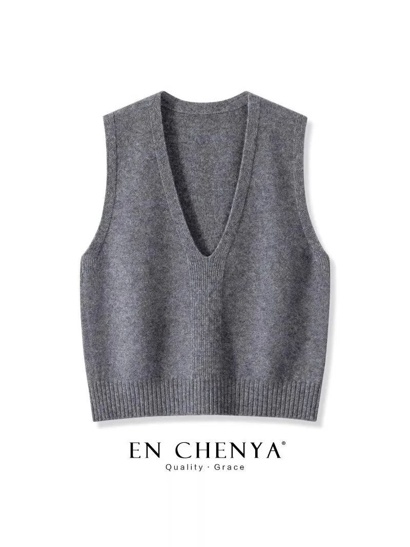 

Women's ort Camere Vest Loose Waist Slimming Knitted Outerwear Jaet Deep V-ne Spring Autumn Korean Sle Sweet Sle
