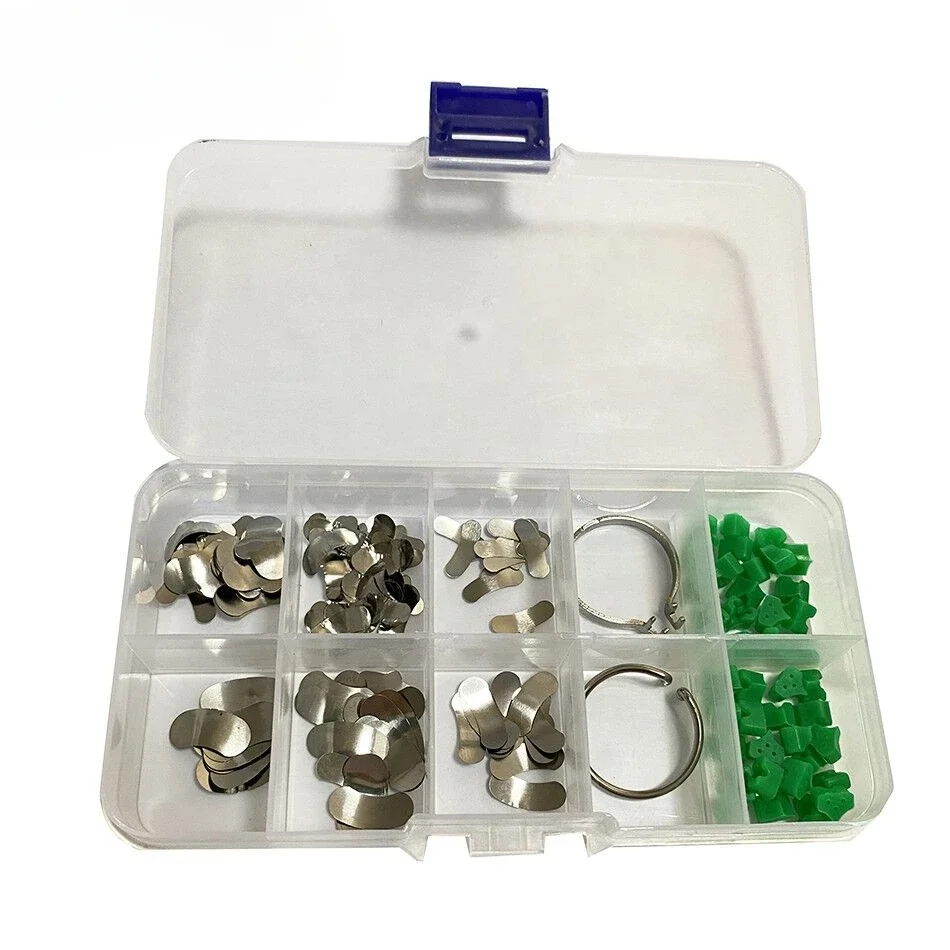 Dentali Sezionali Contouggi Matrices Matrici Anello a matrice Caratteristiche sul tipo di matrices Aggiungi cunei di fissaggio
