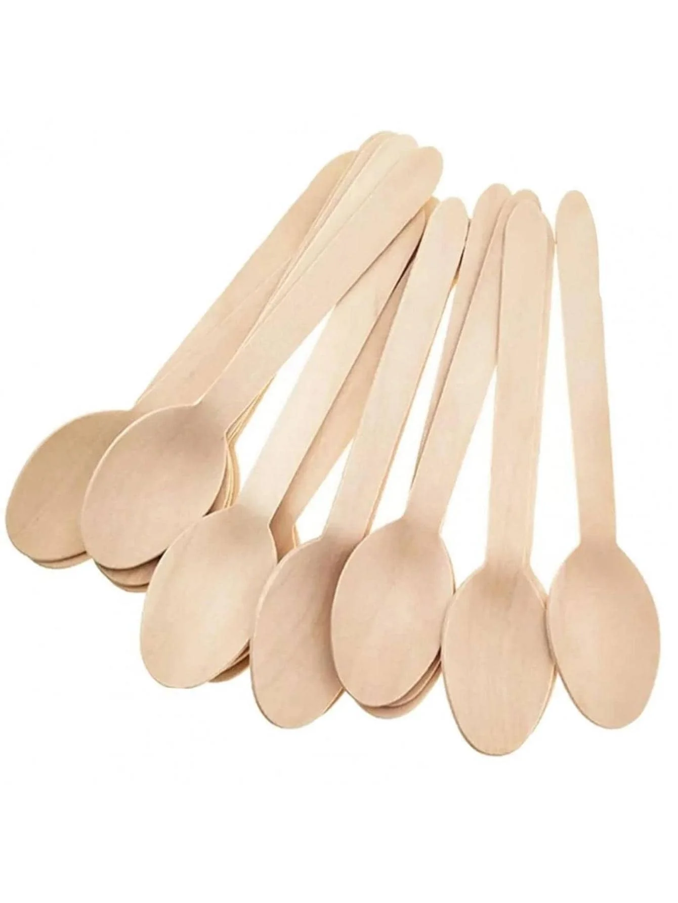 50PCS/PACK 11CM Reusable Wooden Spoon Party Utensils