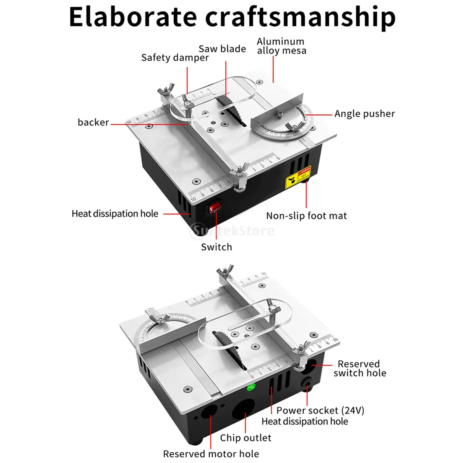 Small Precision Hobby Table Saw Handmade Portable Woodworking Bench Saw Mini Desktop Electric Saw for Small Woodworking Projects