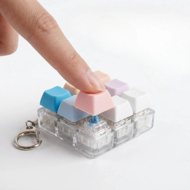 Decompression 9 Keyboard Key For Adults Antistress Boys Girls Anti Stress Finger Keyboard Games Keychain ﻿Gift