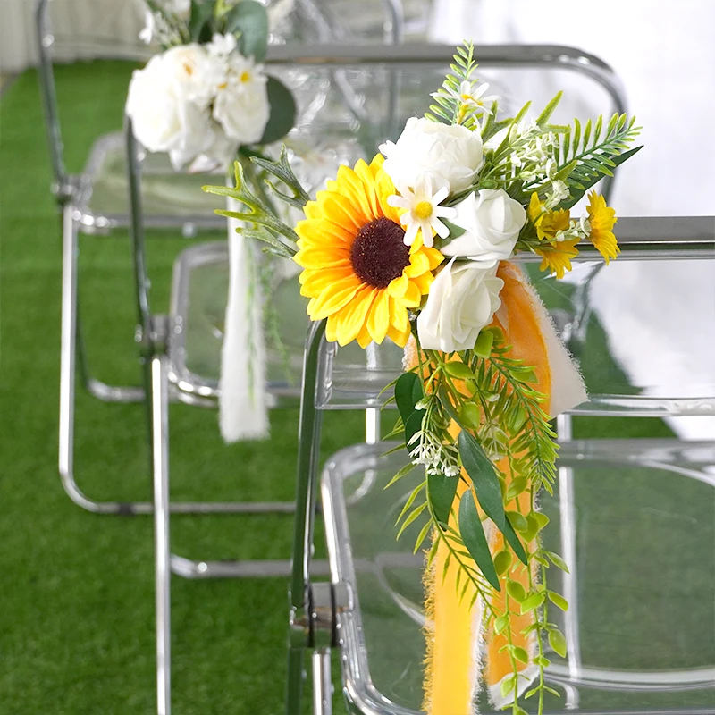 Wedding Decoration Flower Arrangement for Wedding Ceremony Aisle Chair Back Floral Decoration