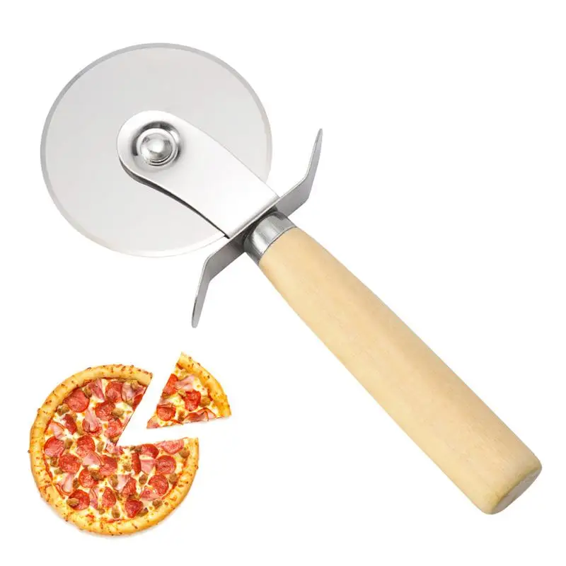 Stainless Steel Rust proof  Pizza Single Wheel Cut Tools Knife With Wooden Handle Dough Cutter Slicer Baking Kitchen Acessories