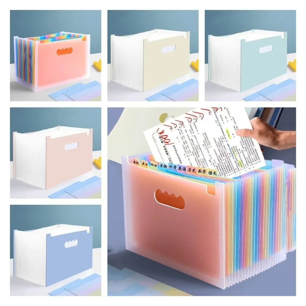 Multi-layer 25 Pockets File Folder Portable Large Capacity A4 Expanding Organ Bag File Storage Waterproof Paper Organizer