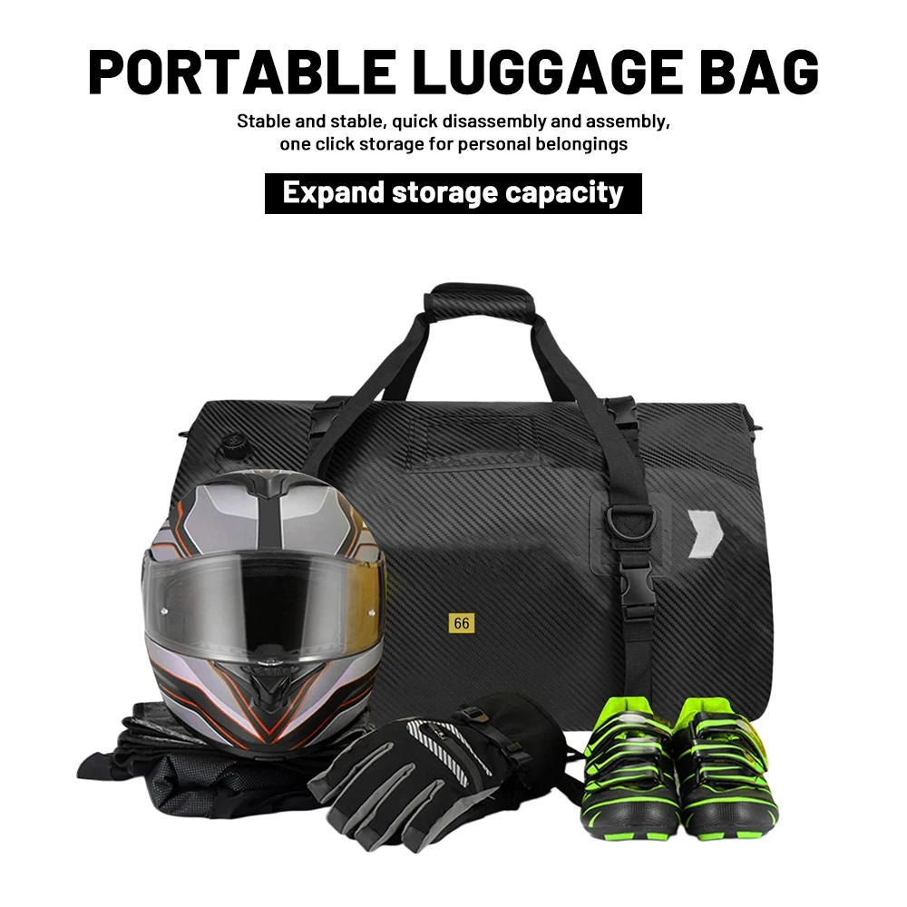 Moto Touring Rear Rack Large‑Volume Storage Duffel Night Reflective Safety Mark Motorbike Rear Luggage Bag Spare Parts