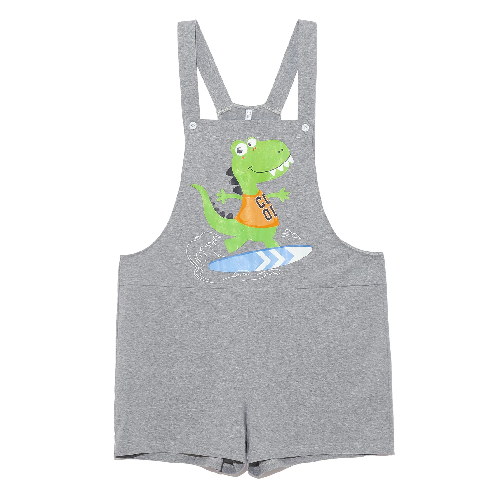 Men Special Needs Adaptive Clothing Cartoon ASD Adult Dinosaur Print Jumpsuit Bib Overalls Bodysuit Pajamas Sleepwear Homewear