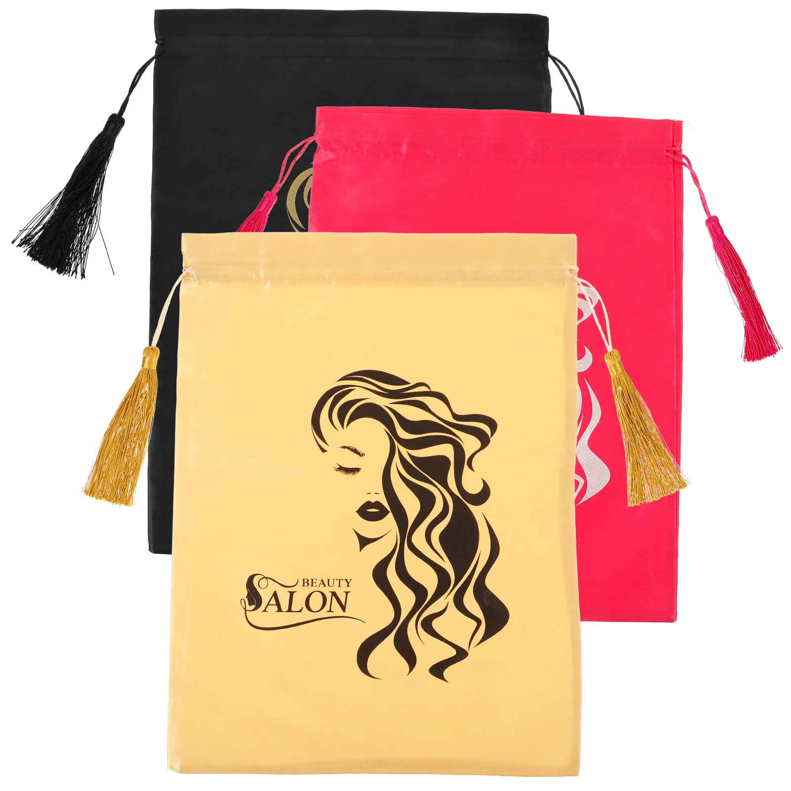 3 Pcs Packaging Bag Satin Bags Drawstring Storage with for Hair Business Large