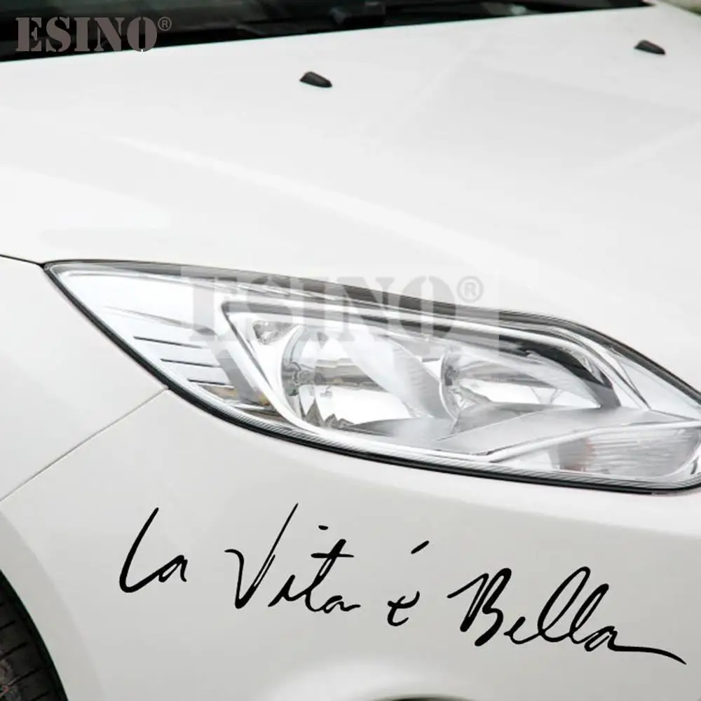 Car Styling Car Sticker Life Is So Beautiful Italian  La Vita E Bella PVC 3D Carving Waterproof Vinyl Auto Decal Car Accessories