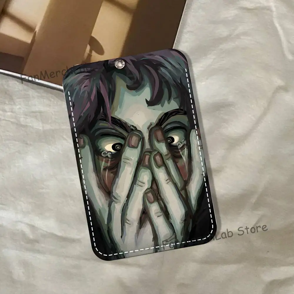 No Im Not a H-Human-S Pattern 1Pc PU Leather Card Holder Keychain Key Ring Door Lock Access Tags ID Card Case Keychain Card