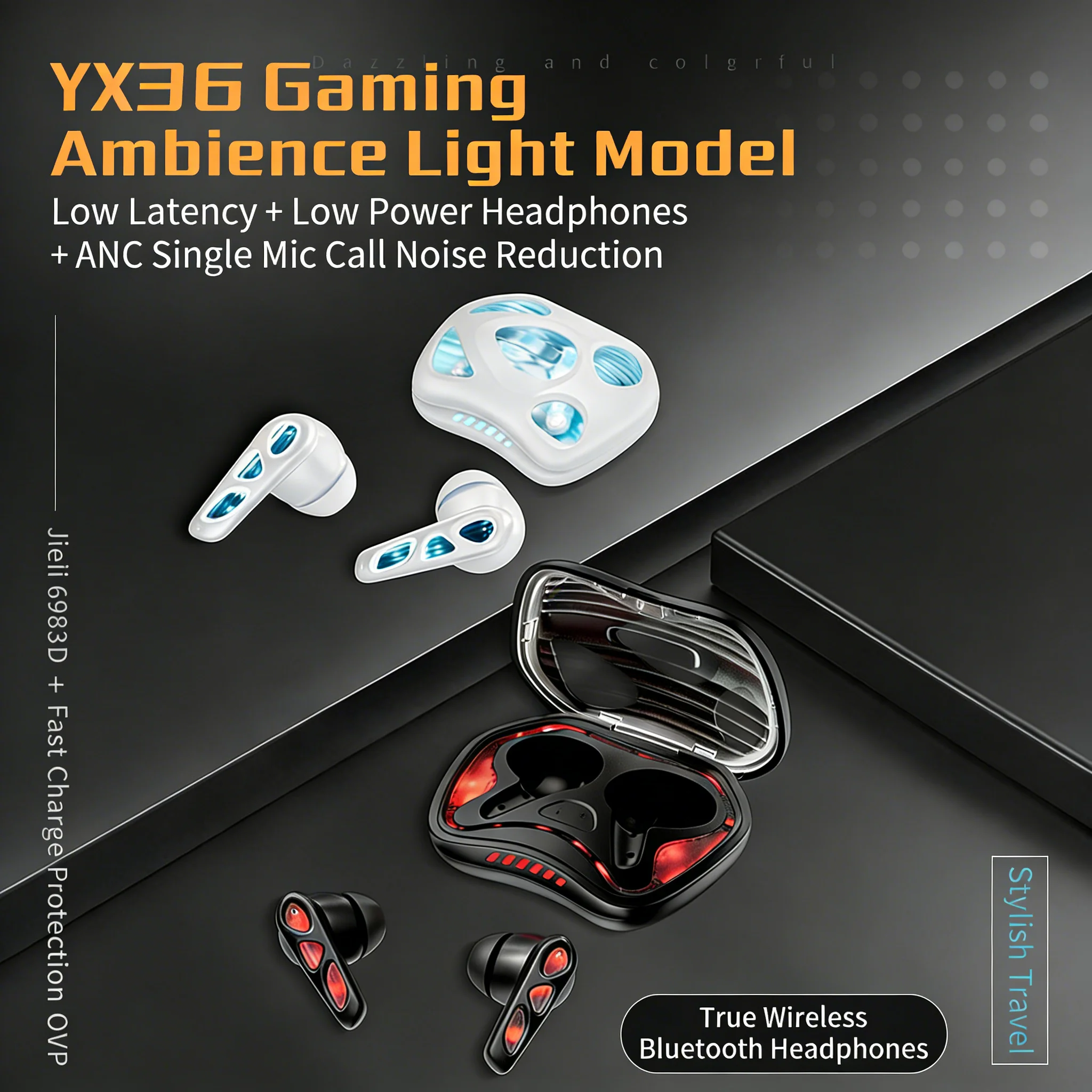

YX36 New TWS Esport Wireless Bluetooth Earphones Noise Reduction Low Latency HiFi Sound Long Battery Life for Gaming Music Gifts