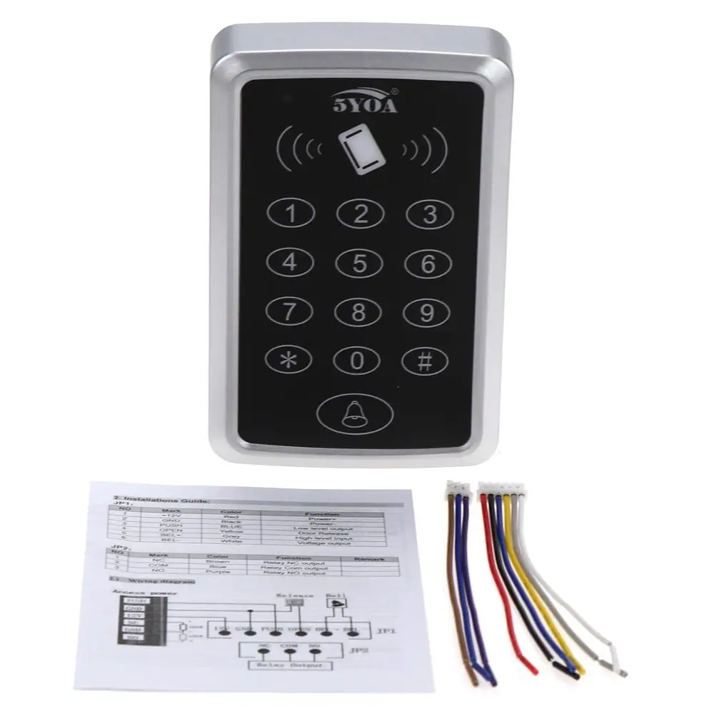 

5YOA B03 RFID Keypad Access Control 125KHz EM Card Reader Door Lock Opener Keyboard Controller System for Security