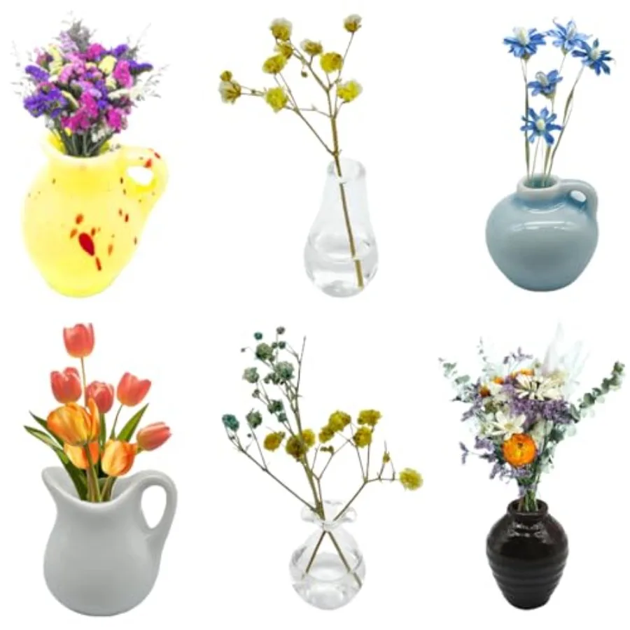 

Mini Buds Vases Magnets for FridgeMini Ceramics Flowers Pot Refrigerator Magnets Funny 3D Vases Plants DIY Decoration Office Ki
